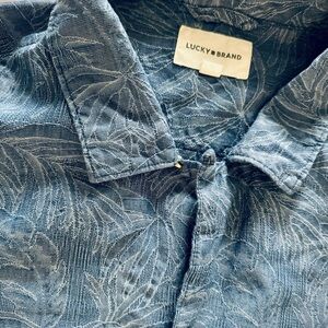 Men’s Lucky Brand Blue Patterned Men's Shirt 100% Cotton Size Large